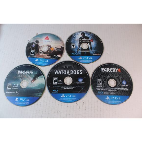 5 game Sony PS4/3 Lot: Andromada, Watch Dogs, Farcry 4, Uncharted 4, Farpoint - Picture 1 of 6
